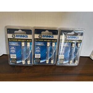 Lot of 3 Brinks Security Bulb Halogen 150 Watt Outdoor Lighting T3 #7057